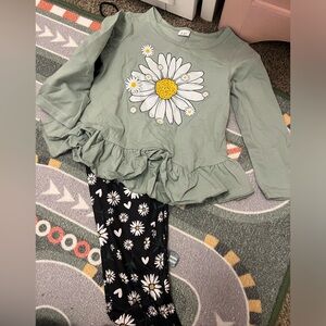 Floral Ruffle Top and Leggings Set